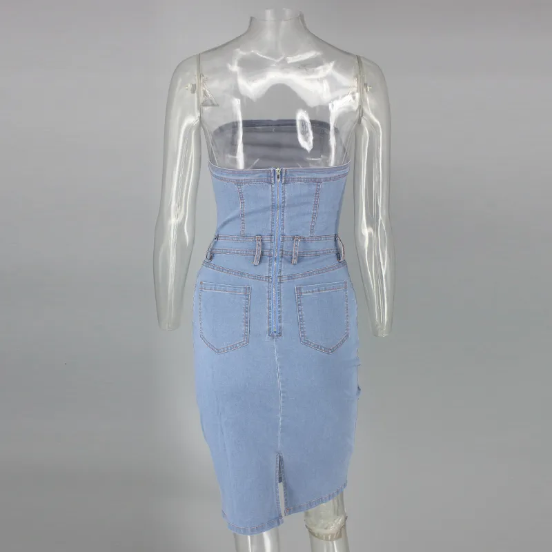 Women's Summer Casual Denim Sleeveless Sheath Dress