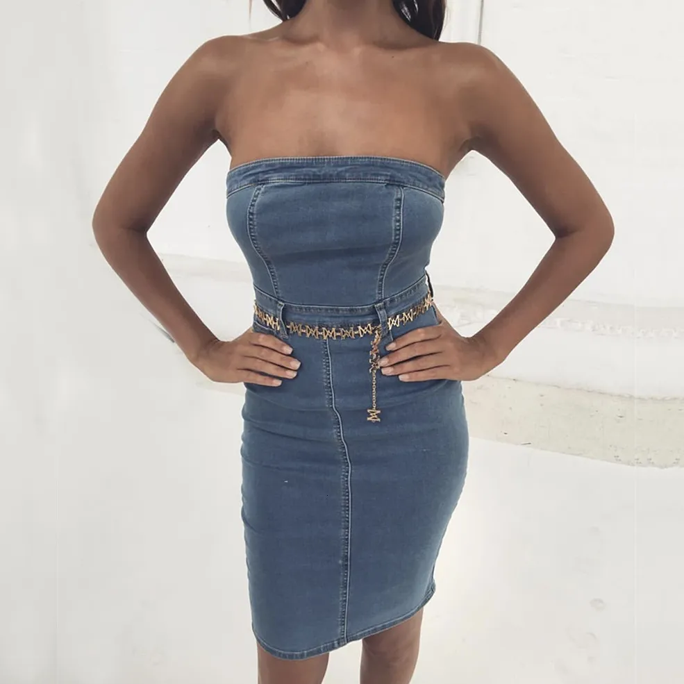 Women's Summer Casual Denim Sleeveless Sheath Dress