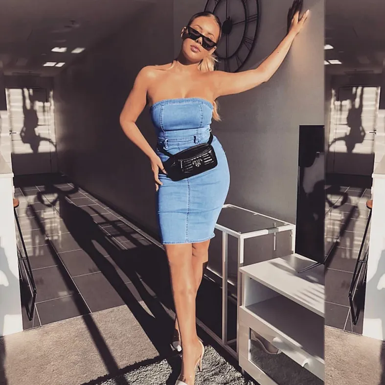 Women's Summer Casual Denim Sleeveless Sheath Dress
