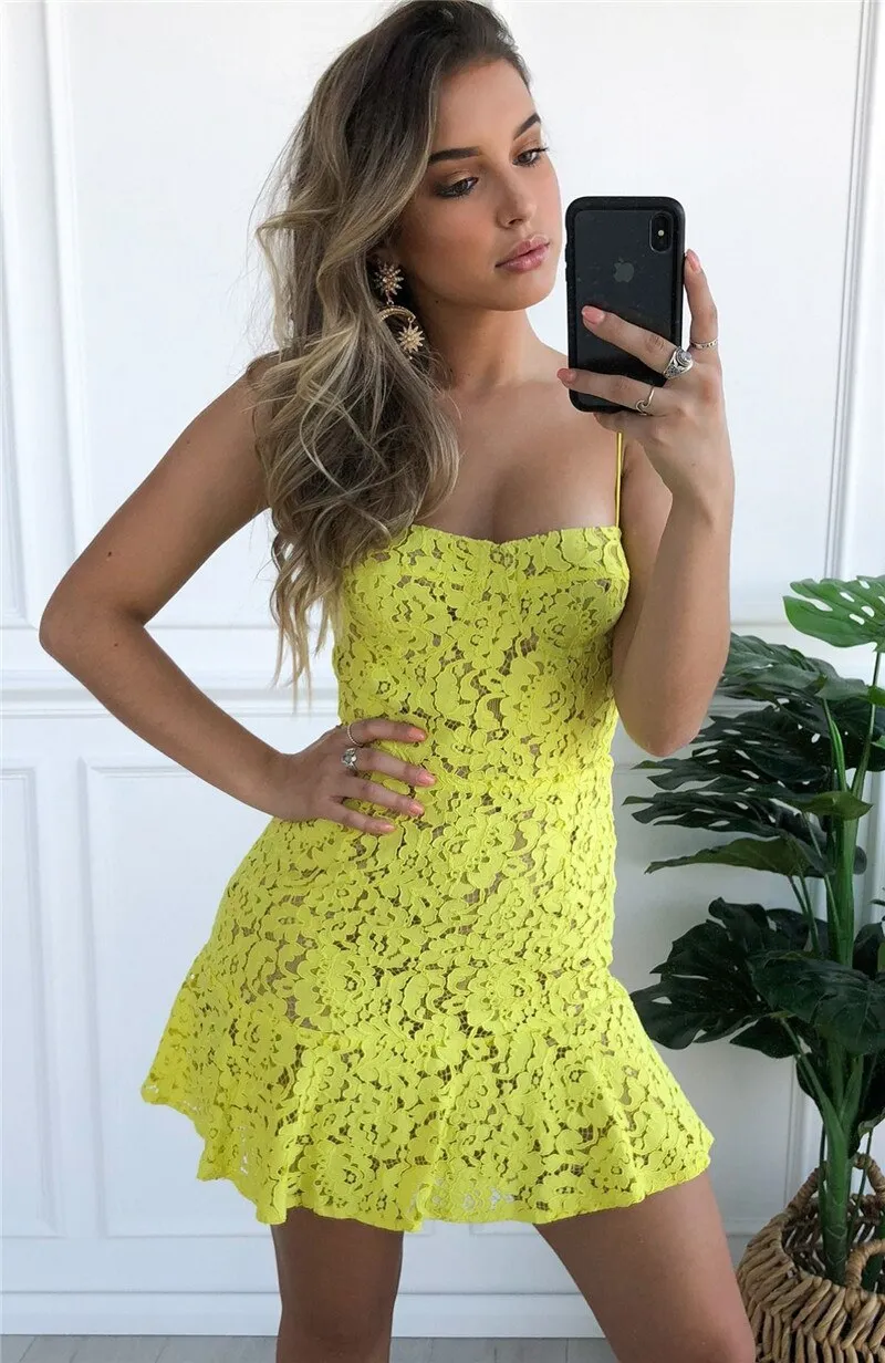 Women's Summer Sheath Lace Mini Sleeveless Dress