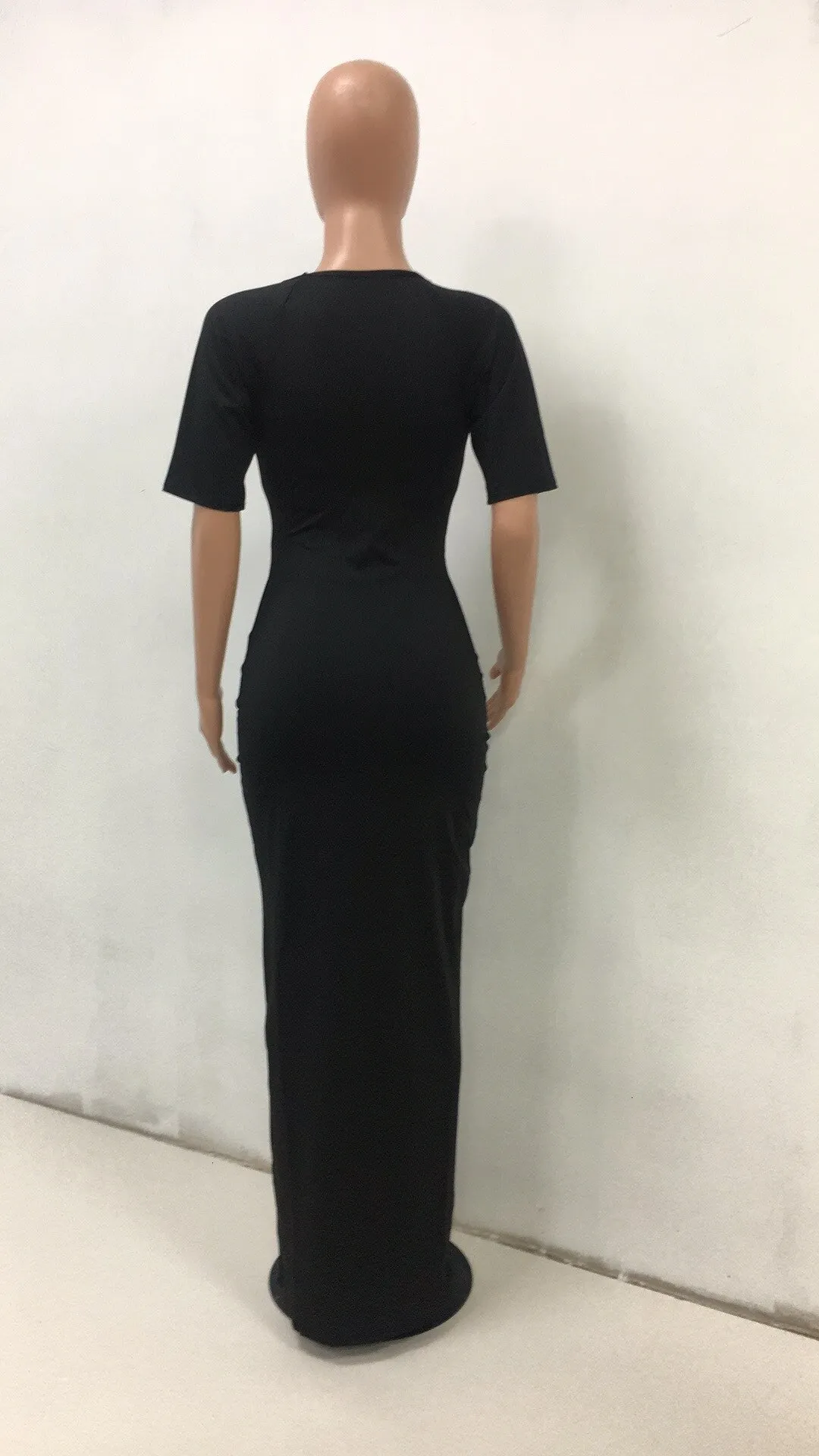 Women's Summer Short-Sleeved Sheath Polyester Long Dress