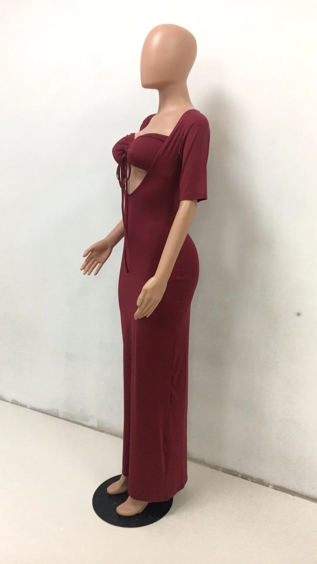 Women's Summer Short-Sleeved Sheath Polyester Long Dress