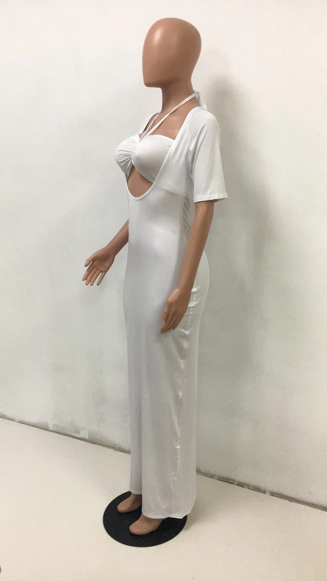 Women's Summer Short-Sleeved Sheath Polyester Long Dress