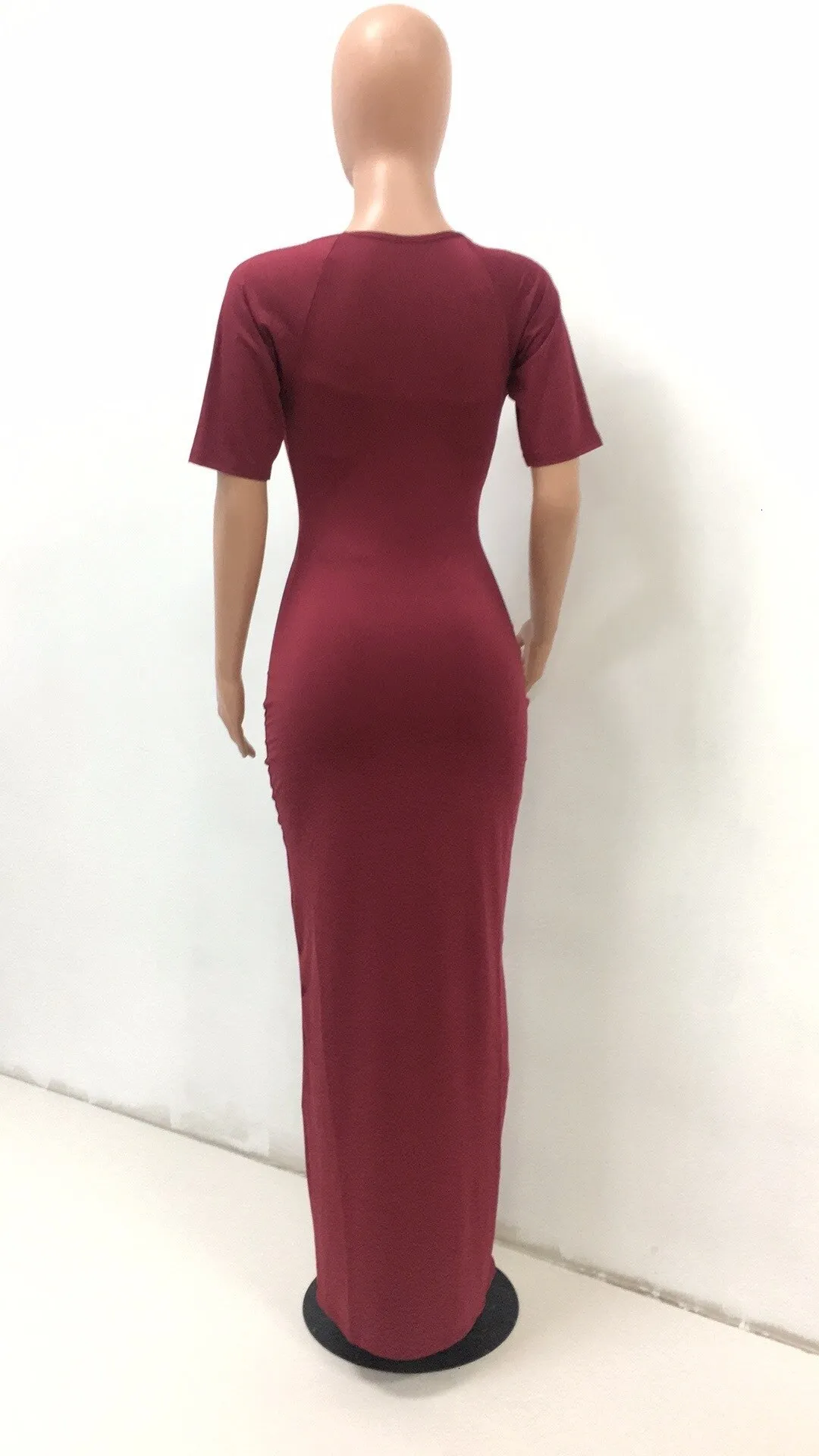 Women's Summer Short-Sleeved Sheath Polyester Long Dress