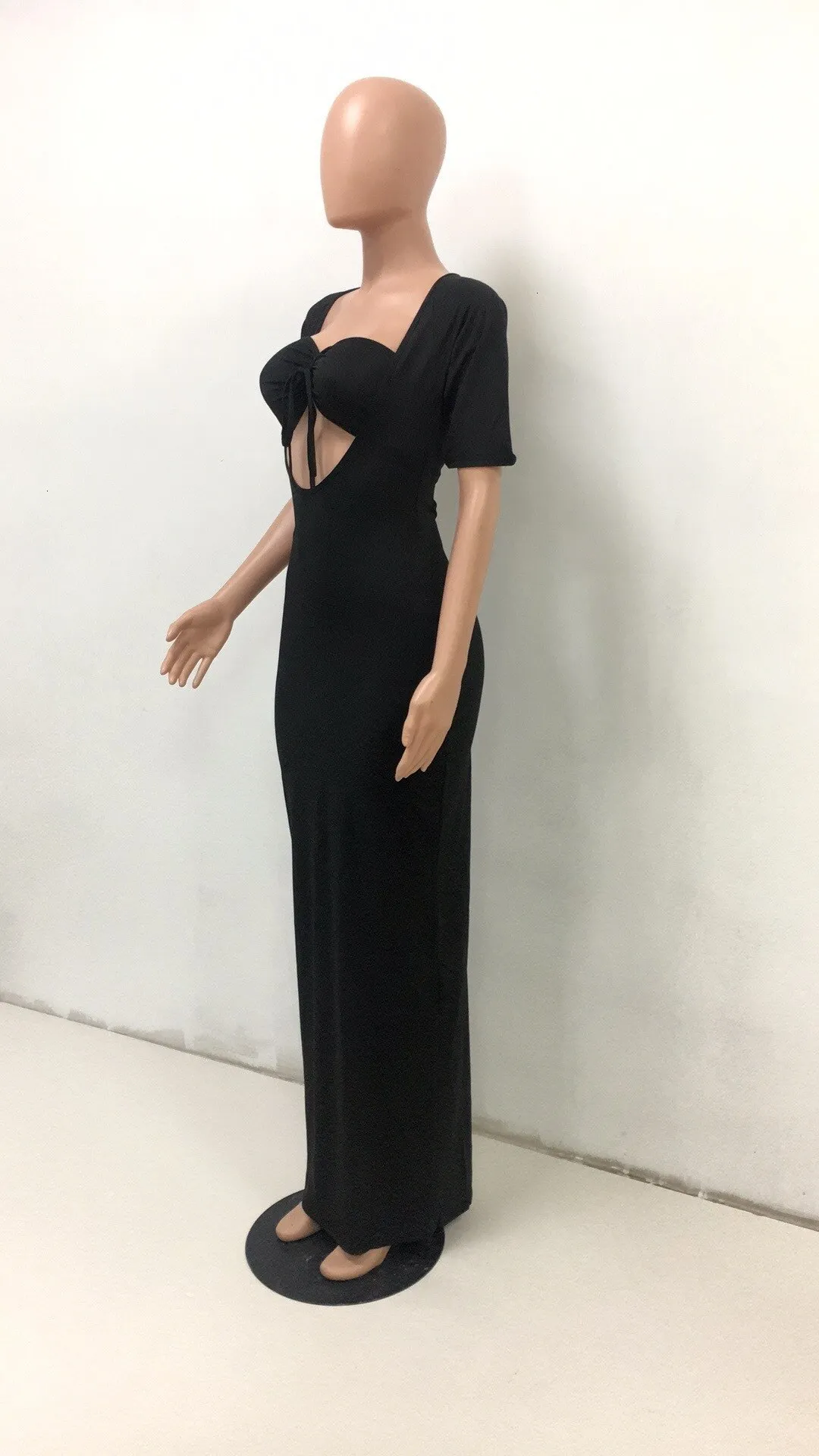 Women's Summer Short-Sleeved Sheath Polyester Long Dress