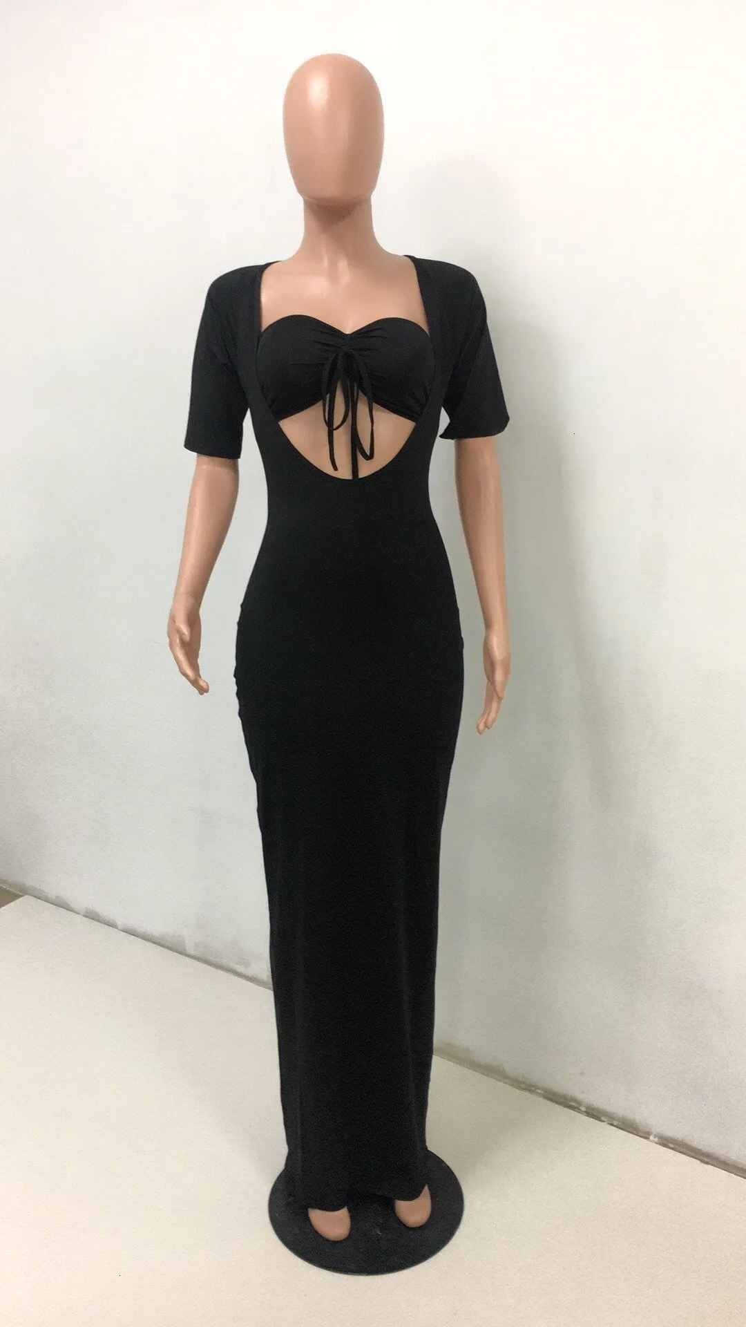 Women's Summer Short-Sleeved Sheath Polyester Long Dress